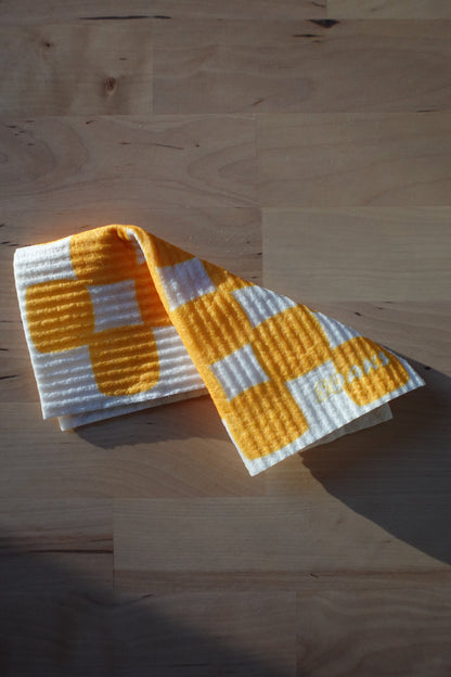 Orange Checkerboard Swedish Dishcloths - 3 Pack