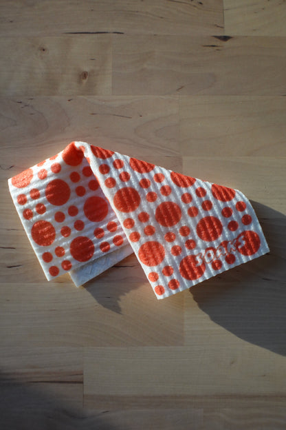 70s Mod Red Polka Dot Swedish Dishcloths - 3 Pack